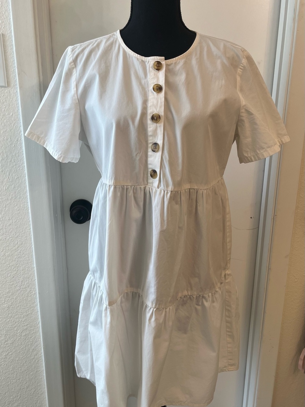 Madewell White/Cream Tiered Button-Front Women’s Dress